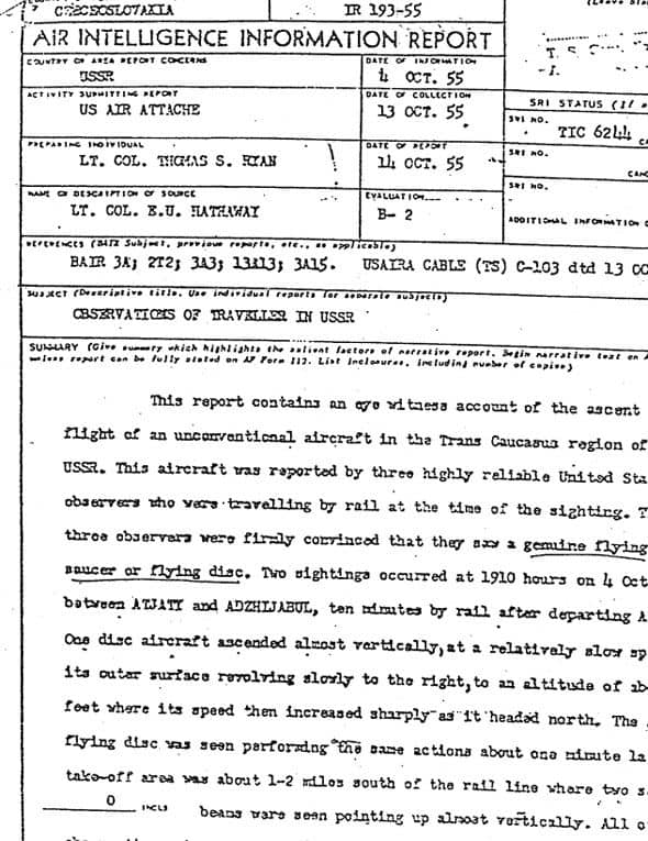 CIA report on UFO